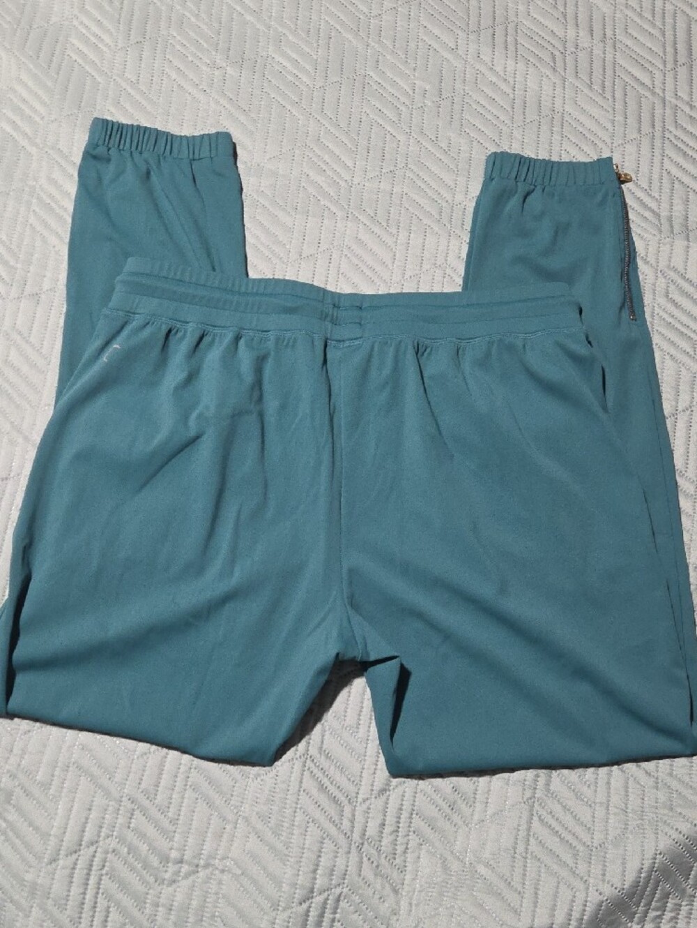 ZYIA Womens Teal Drawstring Joggers with Zipper Ankle - Picture 5 of 8